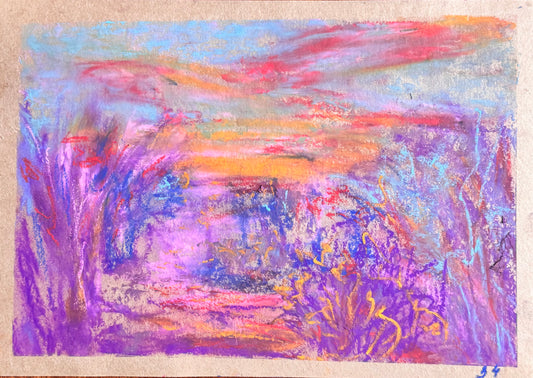 Original Purple Sunset Landscape Painting | A4 Wall Art | 34/365