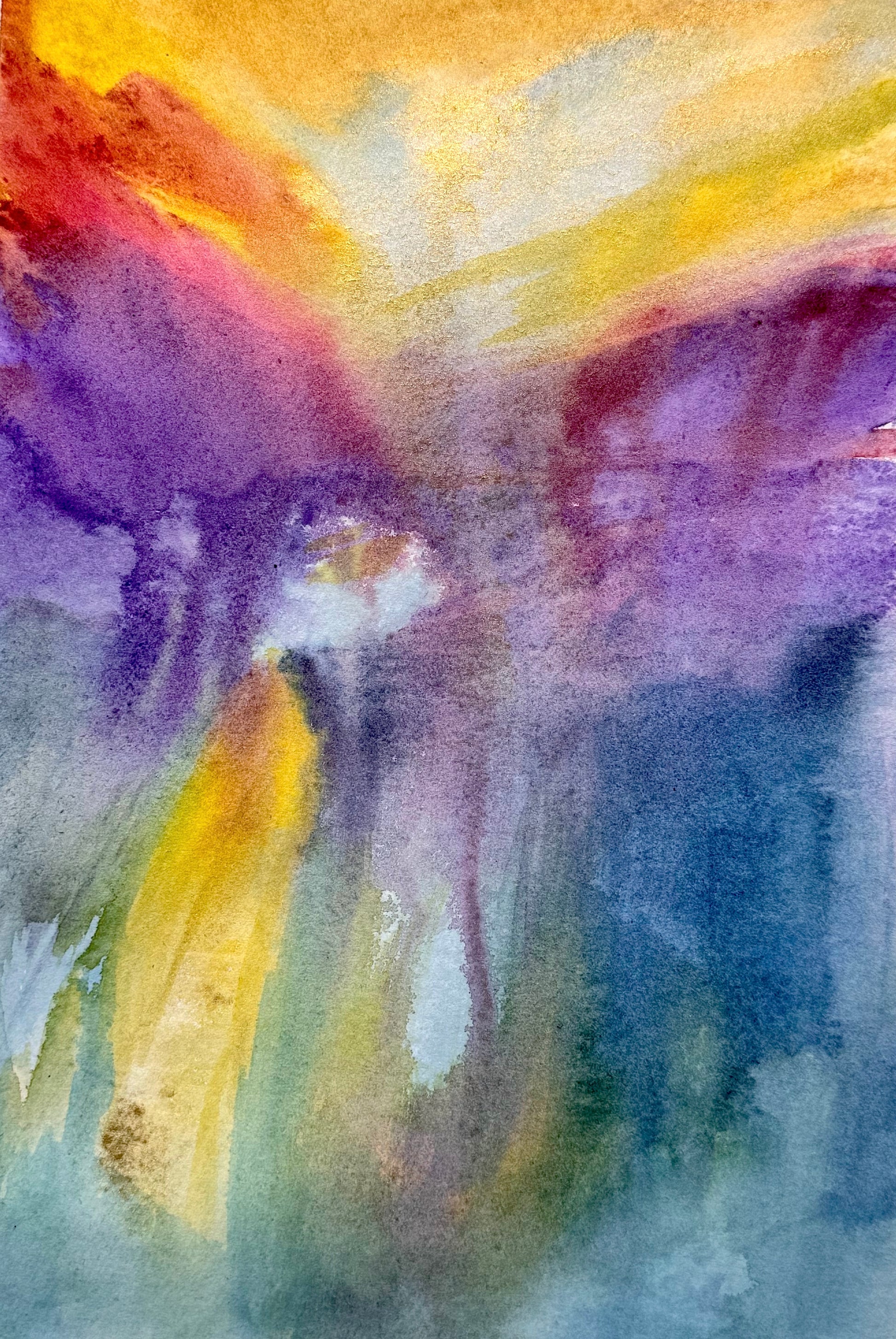 Abstract watercolor painting with vibrant colors