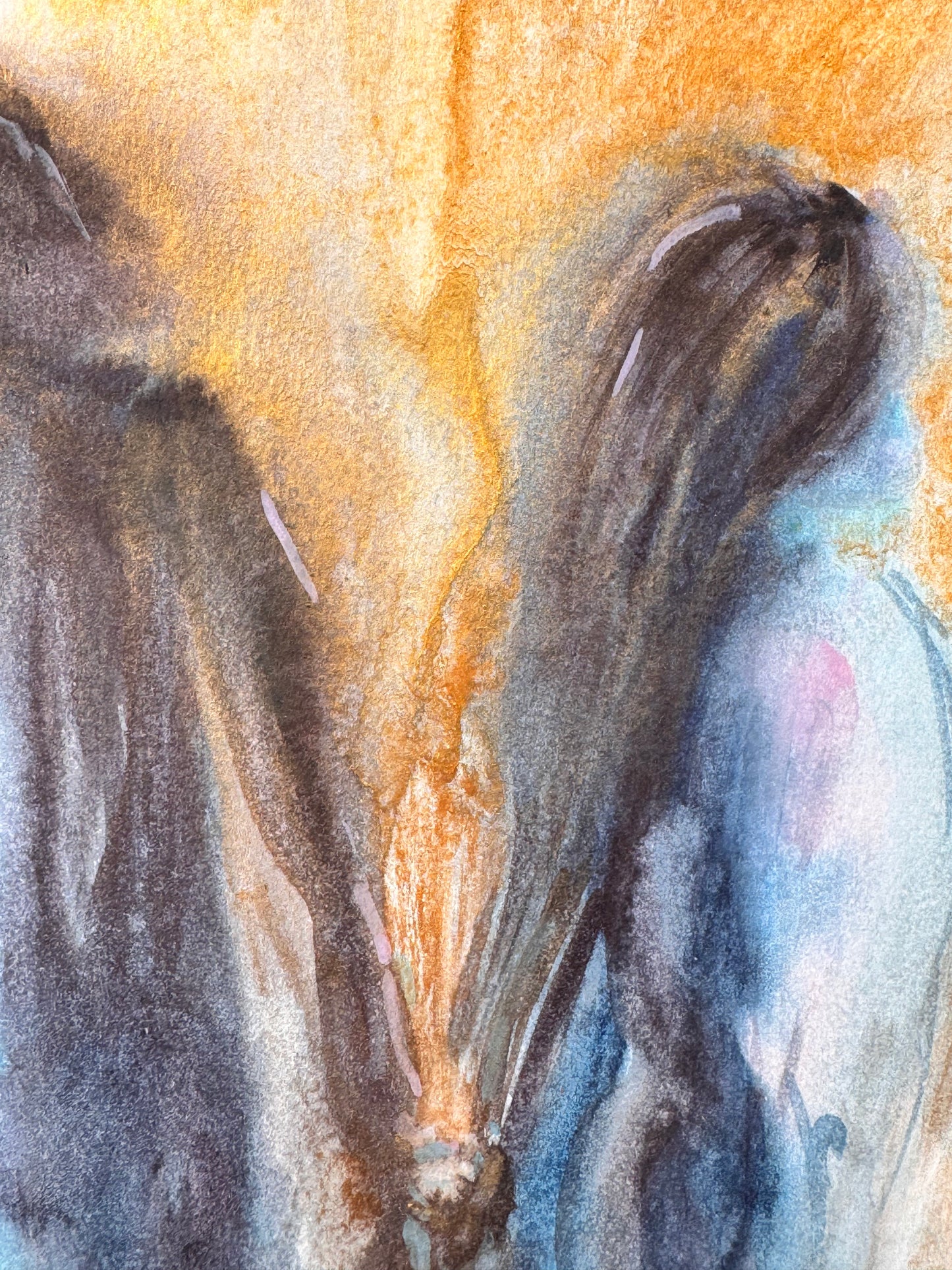 Abstract watercolor painting with soft, blended colors