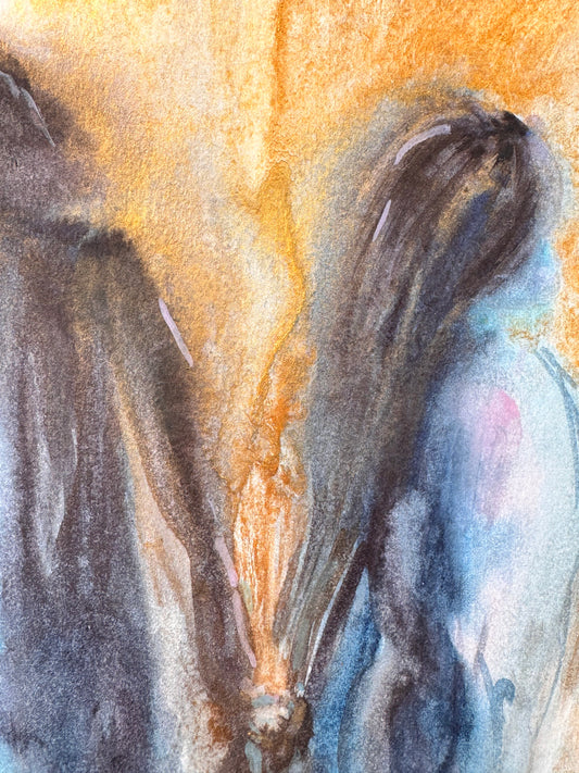 Abstract watercolor painting with soft, blended colors